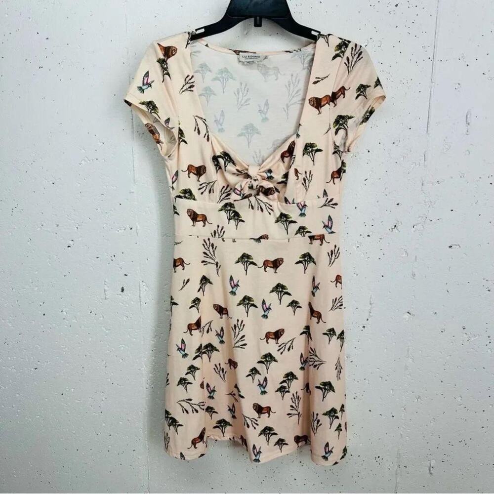 Lili Sidonio Molly Bracken Size Small Savannah Lion Printed A-Line Dress